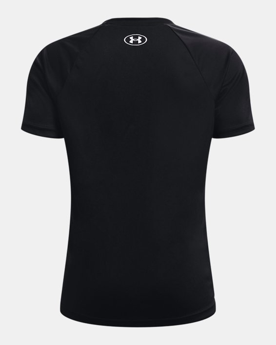 Boys' UA Tech™ Big Logo Multi-Color Short Sleeve in Black image number 1